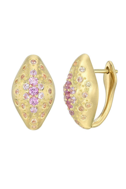 Sapphire Sunset Huggie Earrings-YELLOW GOLD-JEWELRYFINE JEWELEARRING-MEREDITH YOUNG