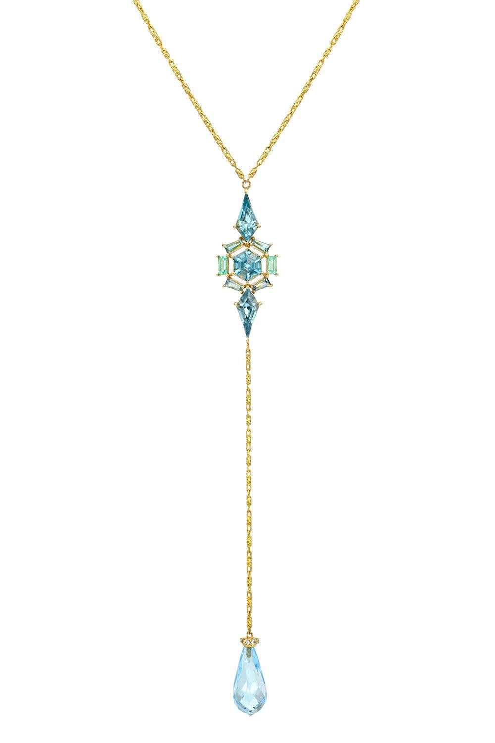 Aquamarine Zircon Clear Skies Lariat Necklace-YELLOW GOLD-JEWELRYFINE JEWELNECKLACE O-MEREDITH YOUNG