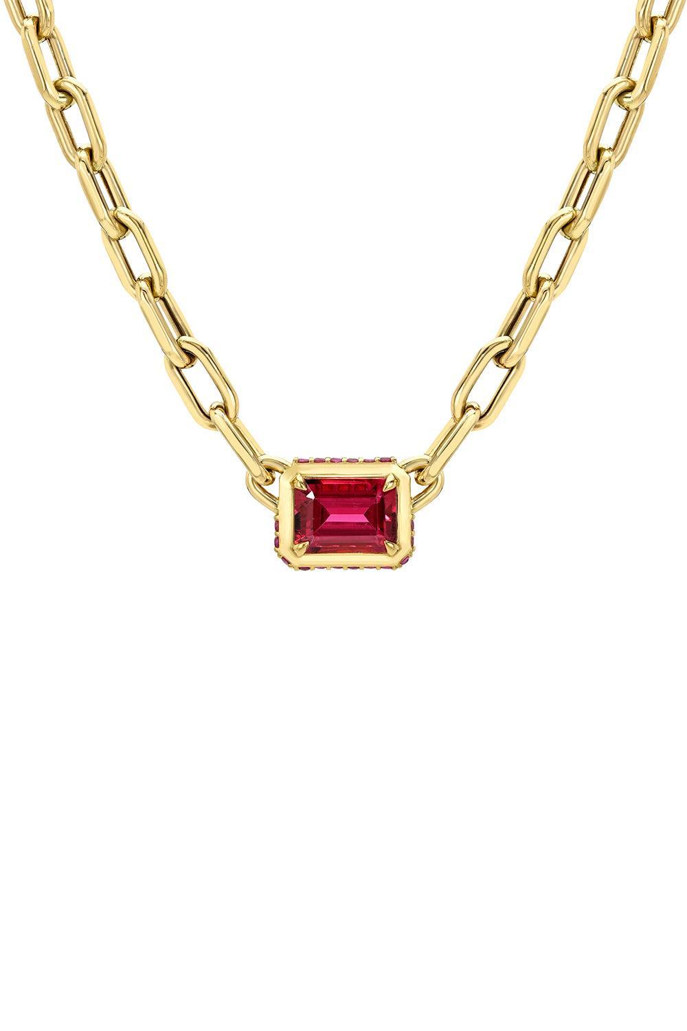 Rubellite Bezel Necklace-YELLOW GOLD-JEWELRYFINE JEWELNECKLACE O-MEREDITH YOUNG