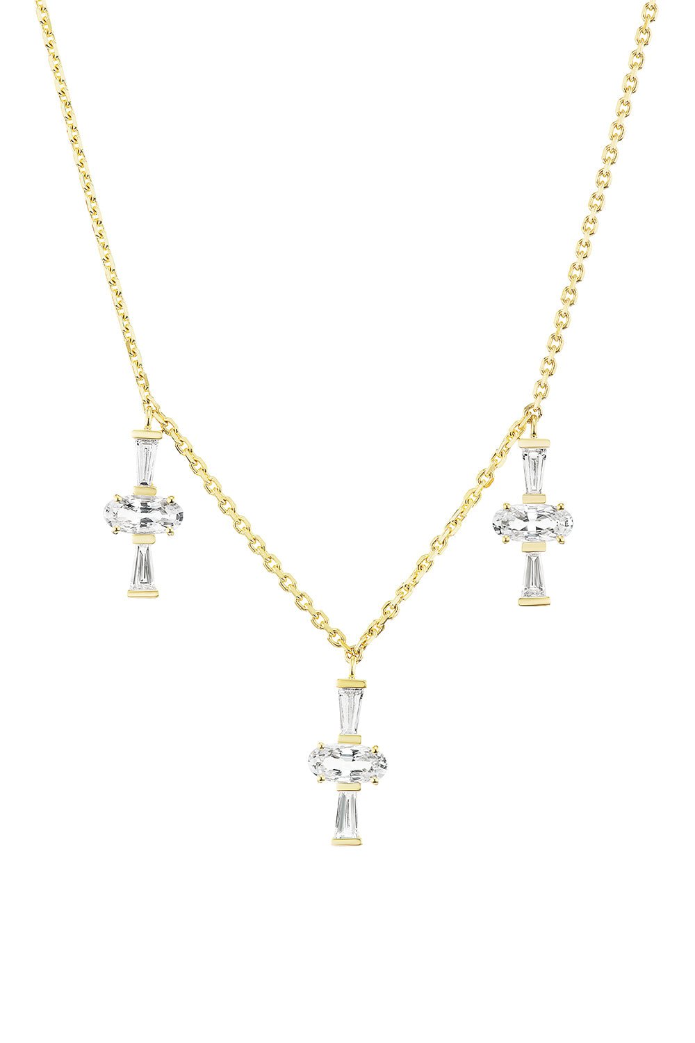 MEREDITH YOUNG-Three Charm Necklace-YELLOW GOLD