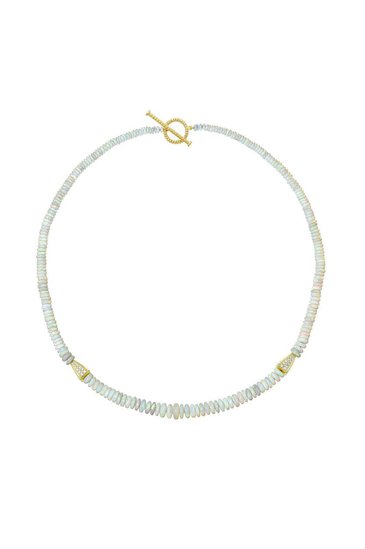 MEREDITH YOUNG-White Opal Diamond Necklace-YELLOW GOLD