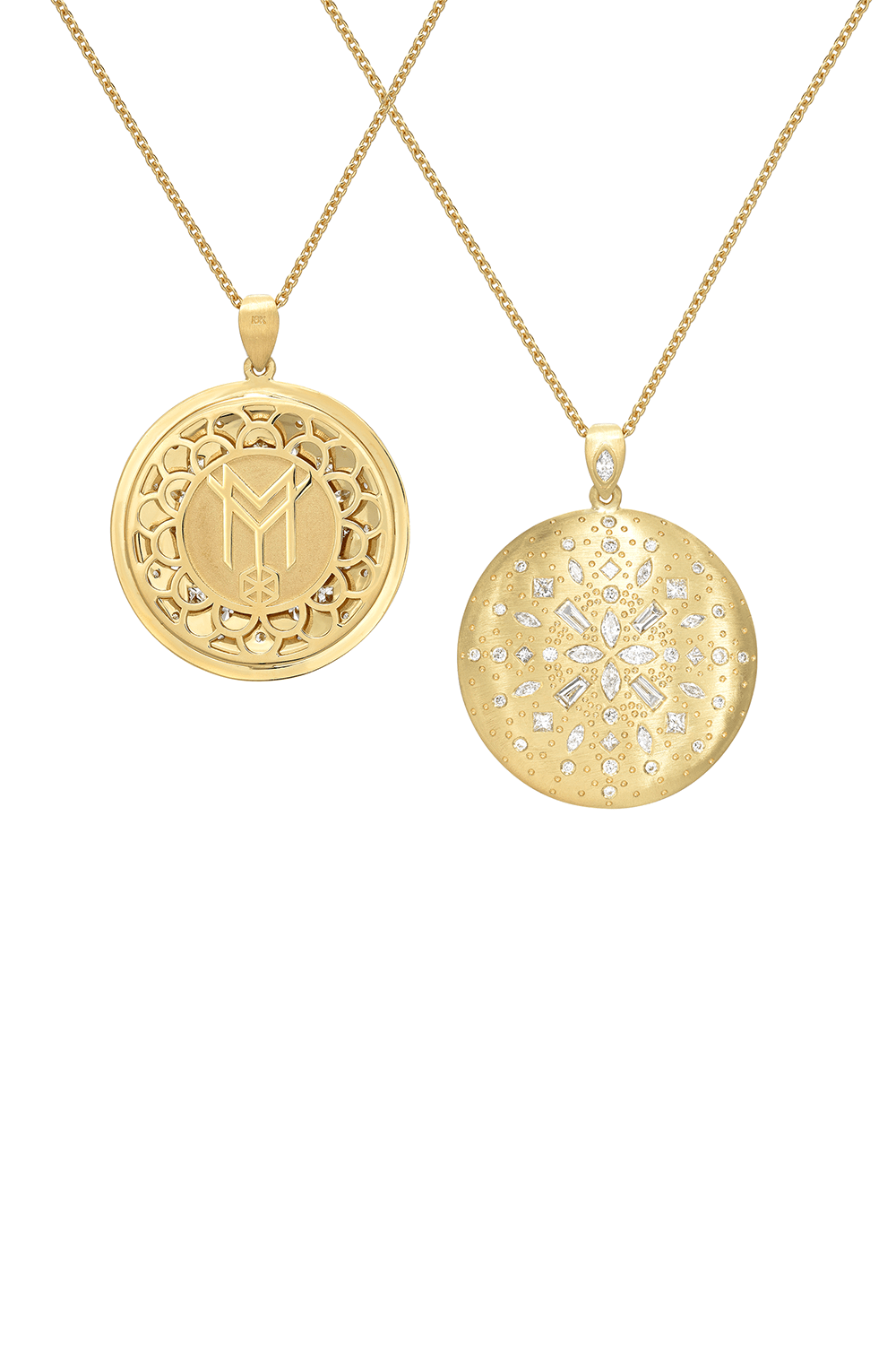 MEREDITH YOUNG-Diamond Chaos Medallion Necklace-YELLOW GOLD