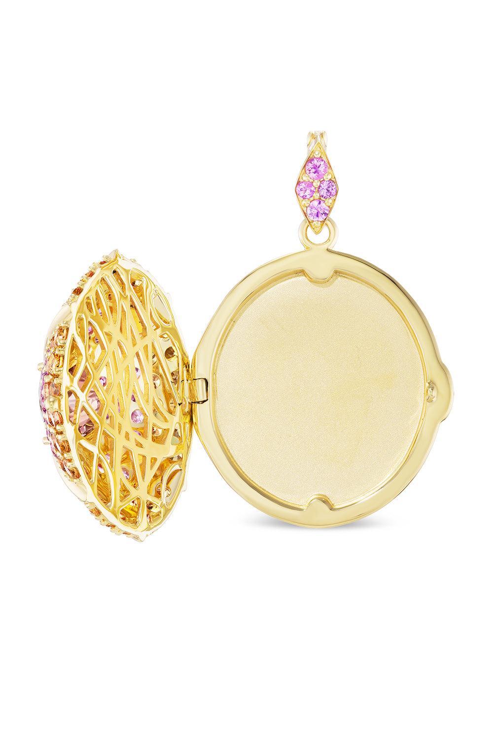 Multi Sapphire Sunset Luxe Chaos Pendant-YELLOW GOLD-JEWELRYFINE JEWELPENDANT-MEREDITH YOUNG