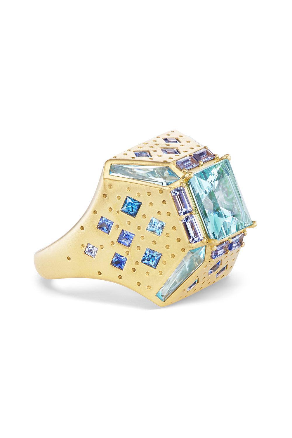 Aquamarine Beryl Atmospheric Dimenson Ring-YELLOW GOLD-7-JEWELRYFINE JEWELRING-MEREDITH YOUNG
