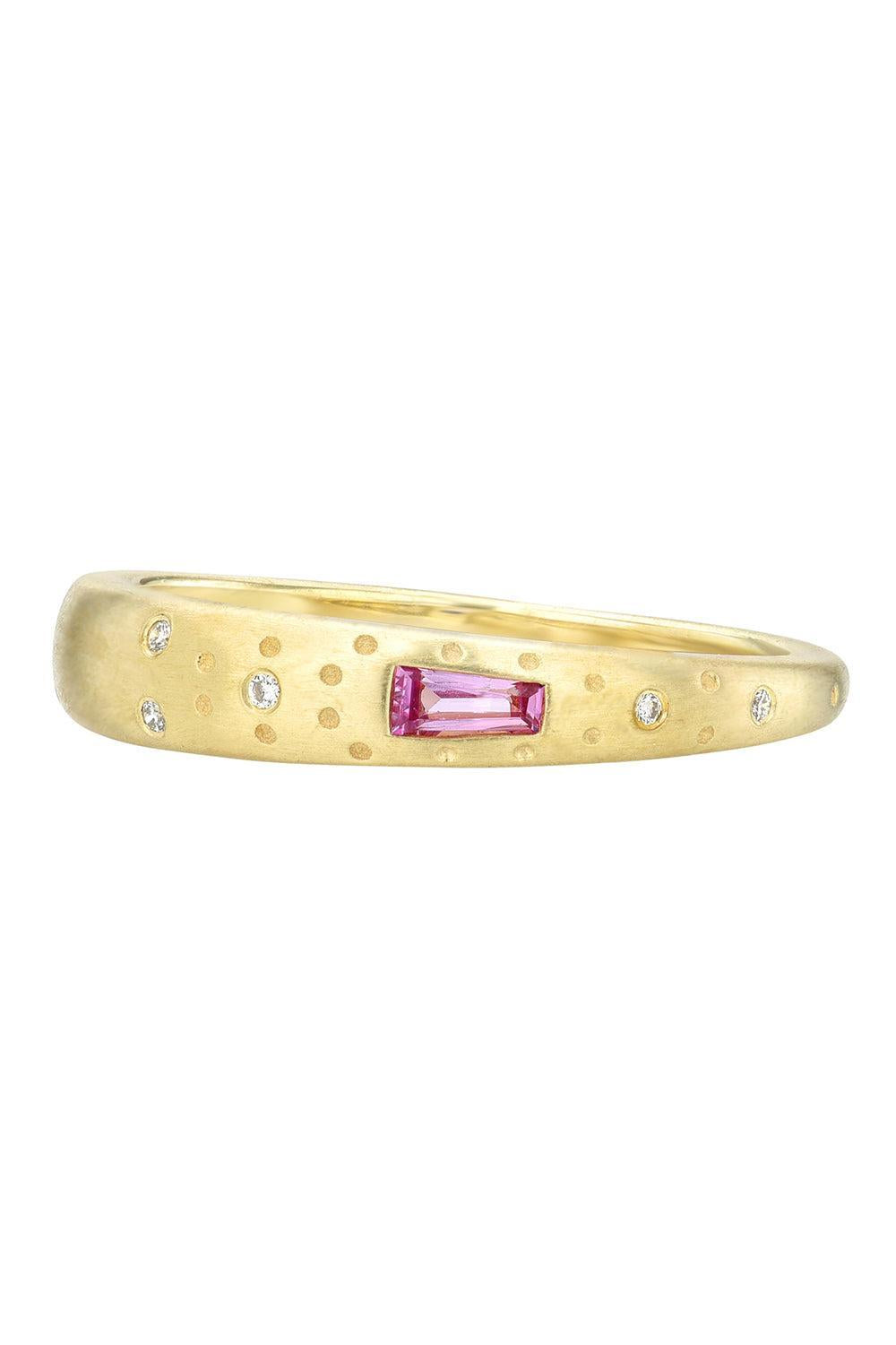 Pink Sapphire Diamond Supernova Stack Ring-YELLOW GOLD-7-JEWELRYFINE JEWELRING-MEREDITH YOUNG