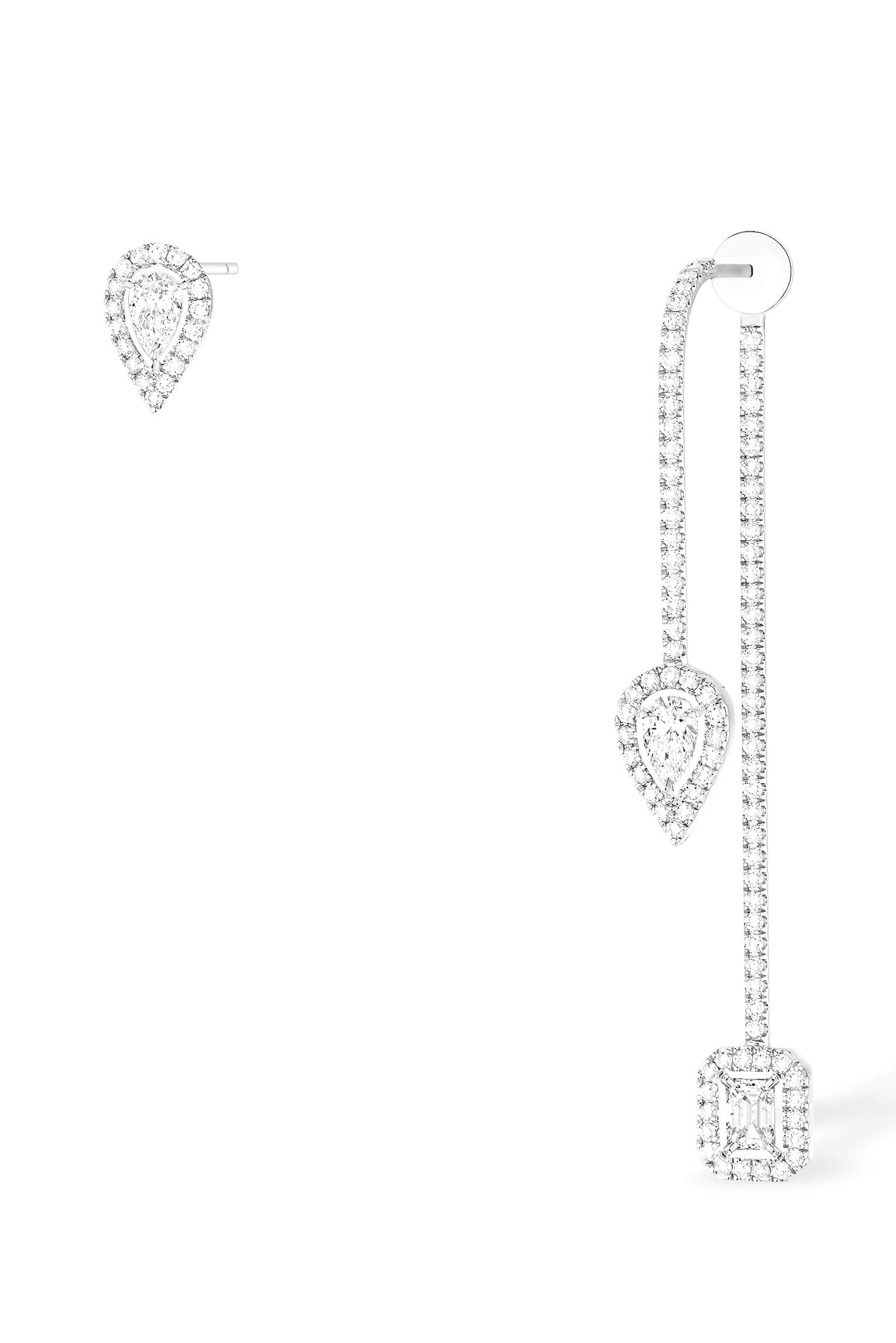 MESSIKA-My Twin Hook and Stud Earrings-WHITE GOLD