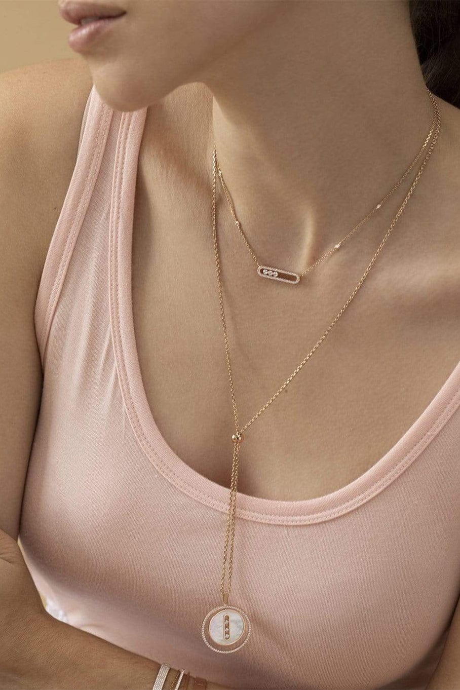 MESSIKA-White Mother of Pearl Lucky Move MM Necklace-ROSE GOLD