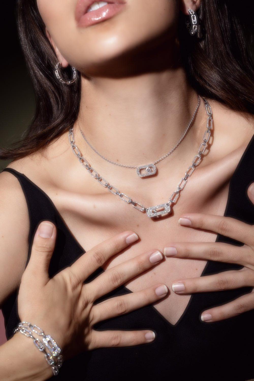 Move Link Full Diamond Curb Necklace | MESSIKA – Marissa Collections