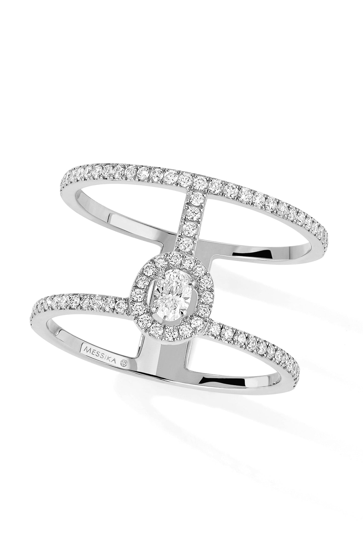 MESSIKA-Glam'Azone 2 Row Pave Ring-WHITE GOLD