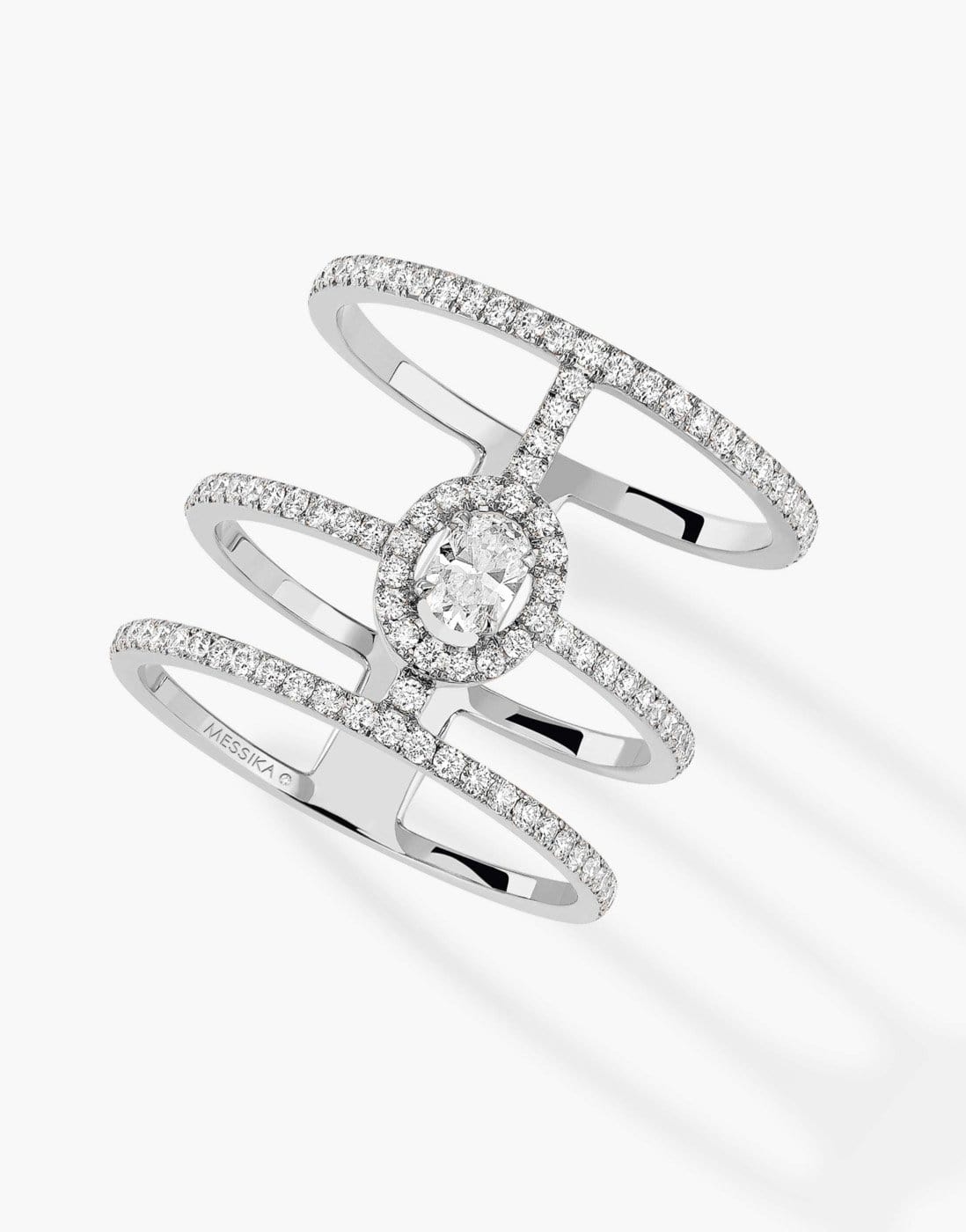 MESSIKA-Glam'Azone 3 Rows Pavé Diamond Ring-WHITE GOLD