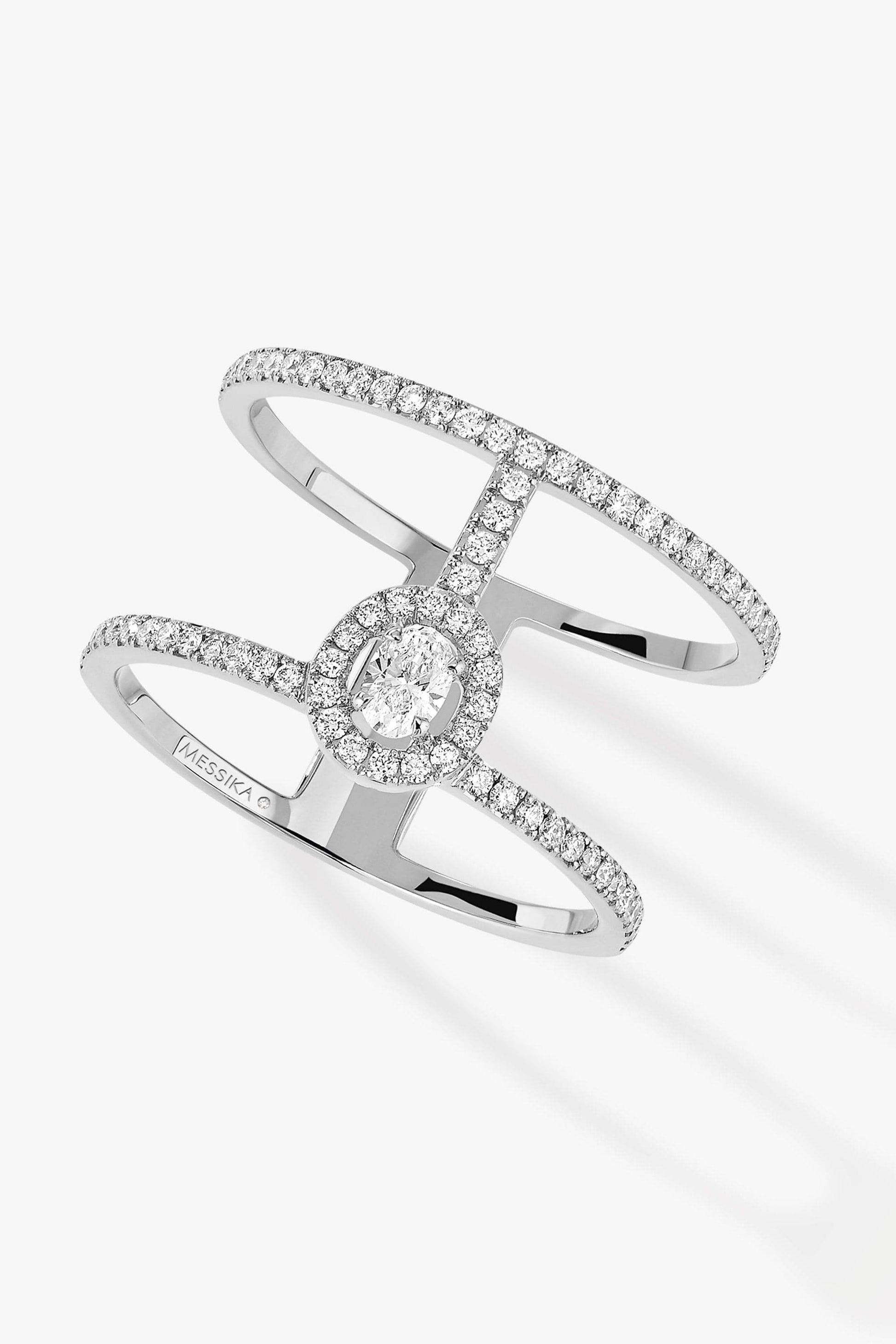 MESSIKA-Glam'Azone 2 Row Pave Ring-WHITE GOLD