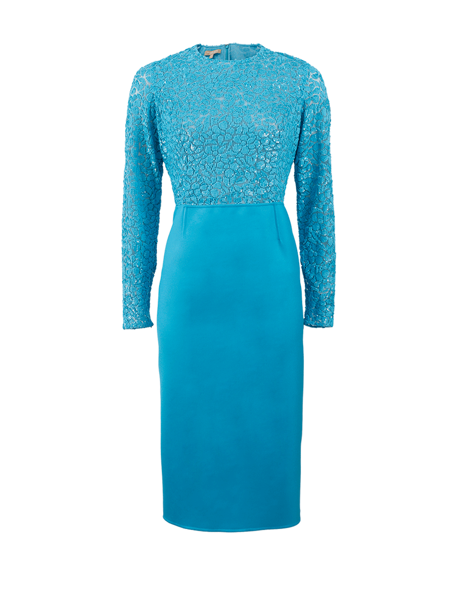 MICHAEL KORS-Embroidered Bodice Dress-AQUA