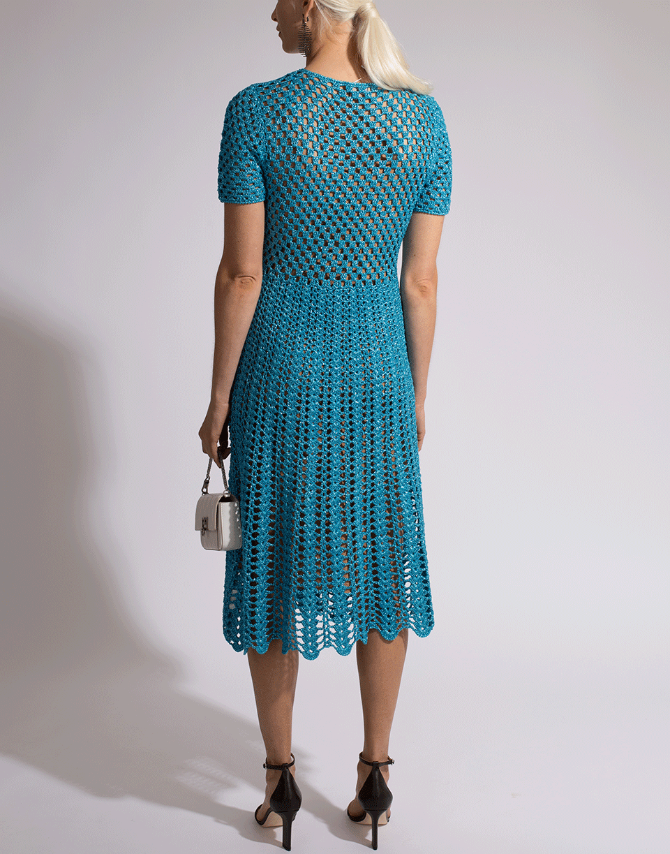 casual dress code for guys 1930s Blue Crochet Dress with Ribbon Belt – Style & Salvage main image 1