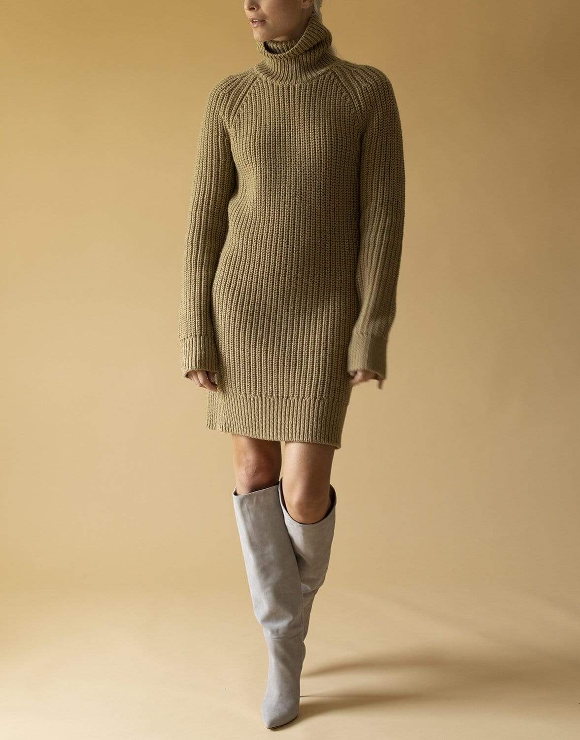 MICHAEL KORS-Shaker Turtleneck Dress - Barley-