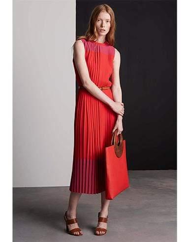 MICHAEL KORS-Pleated Color Block Dress-CRL/GERN