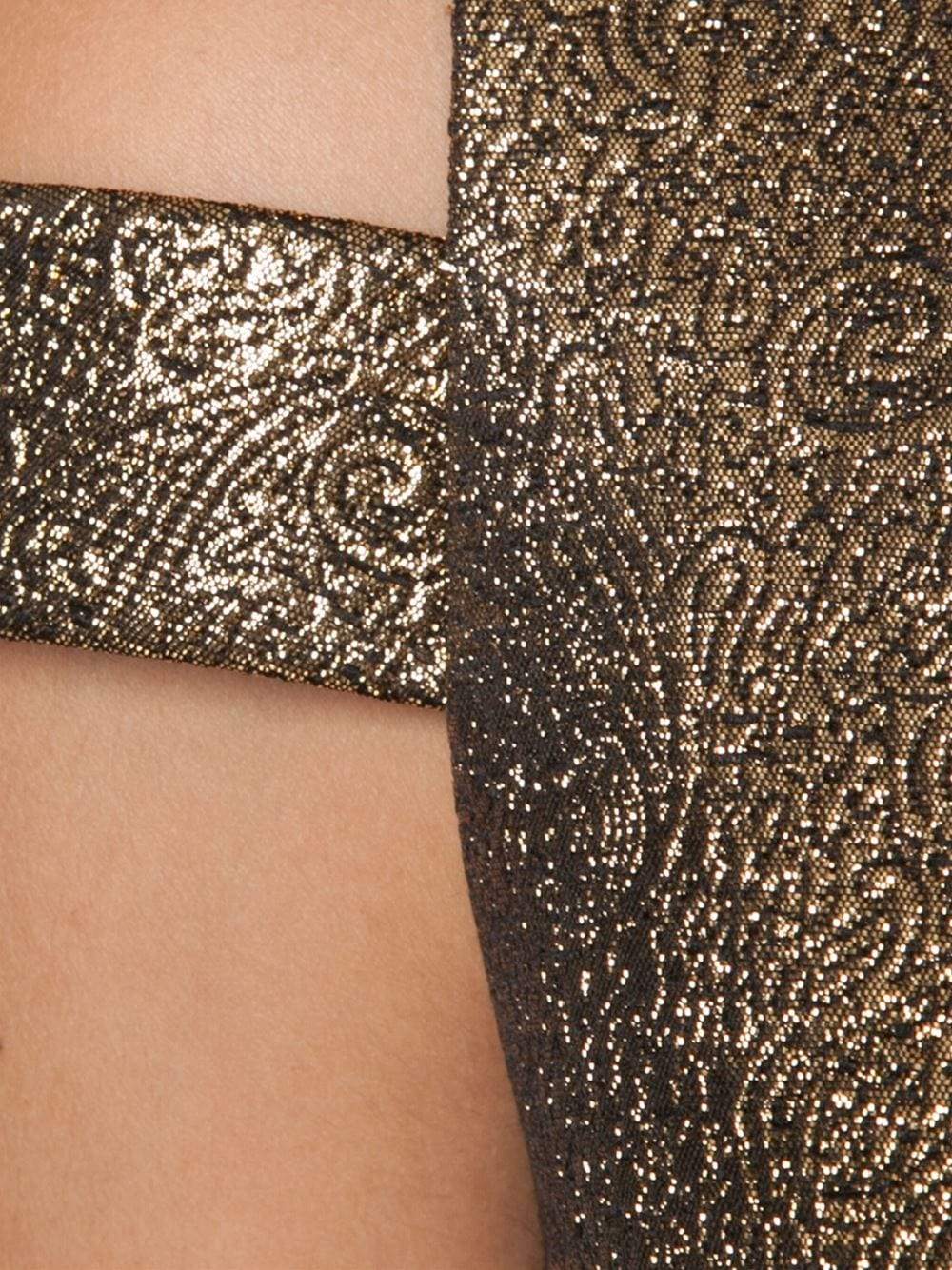 MICHAEL KORS-Paisley Jaquard Off Shoulder Sheath-
