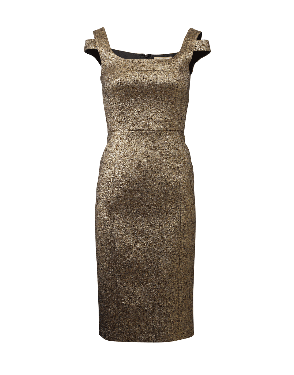 MICHAEL KORS-Paisley Jaquard Off Shoulder Sheath-