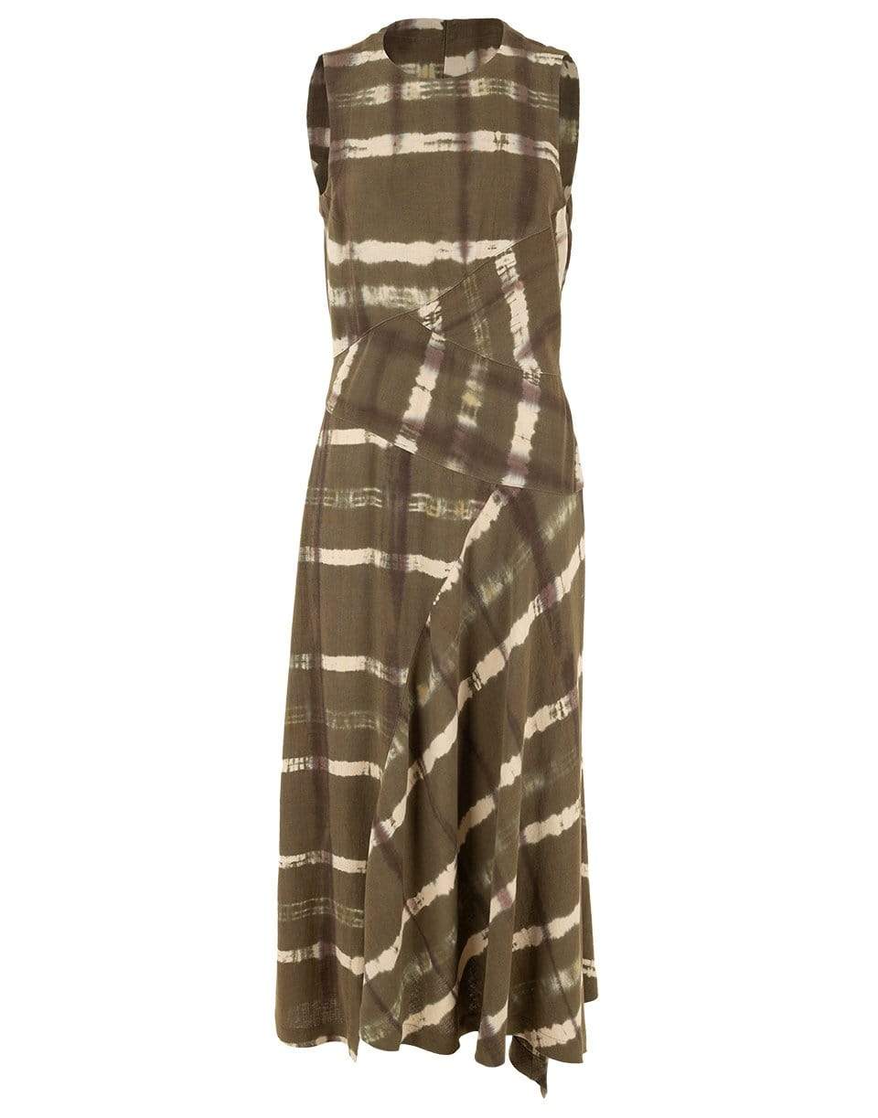 MICHAEL KORS-Gauze Crepe Bias Seam Dress-GREEN