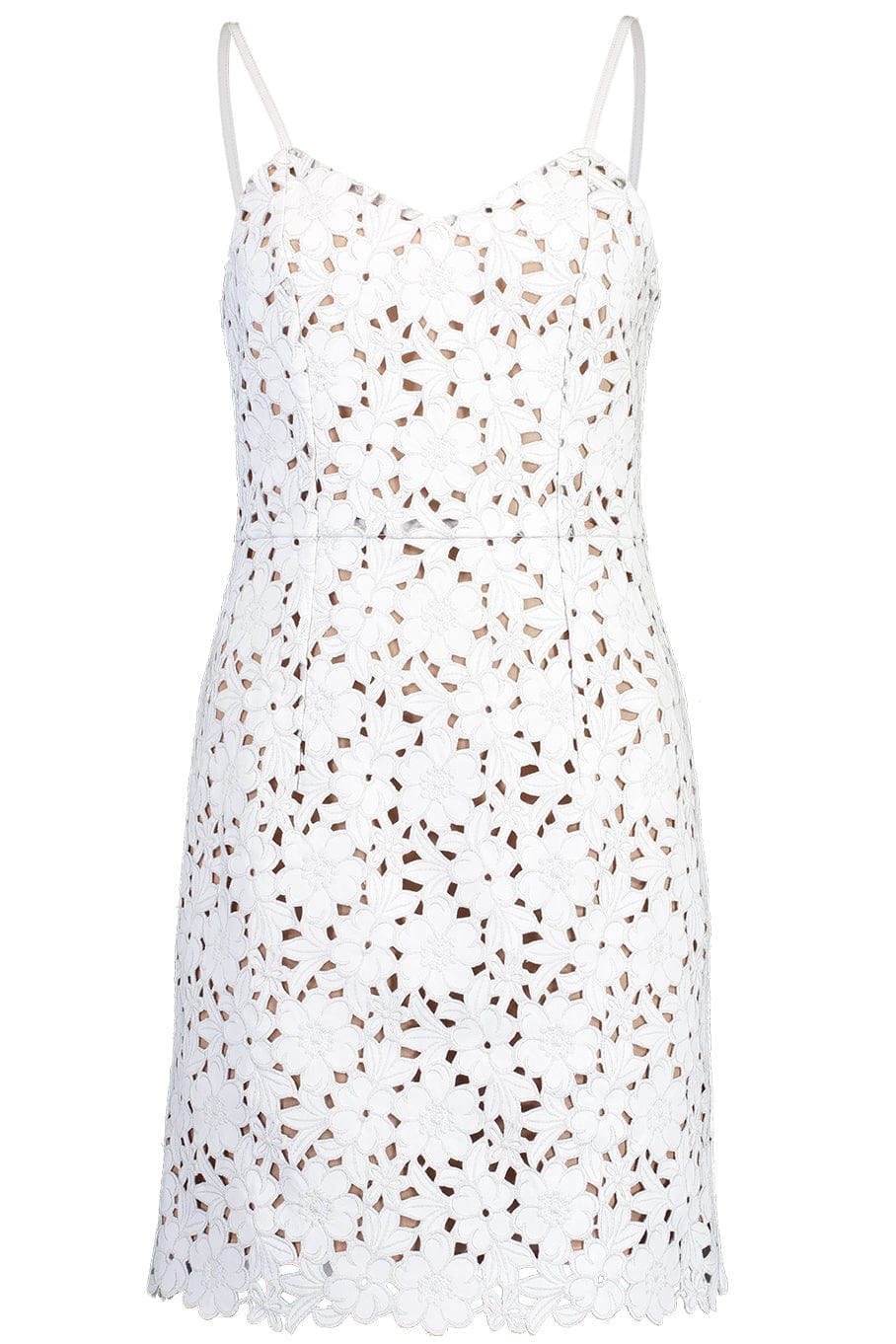 MICHAEL KORS-Floral Leather Slip Dress-OPTICWHT