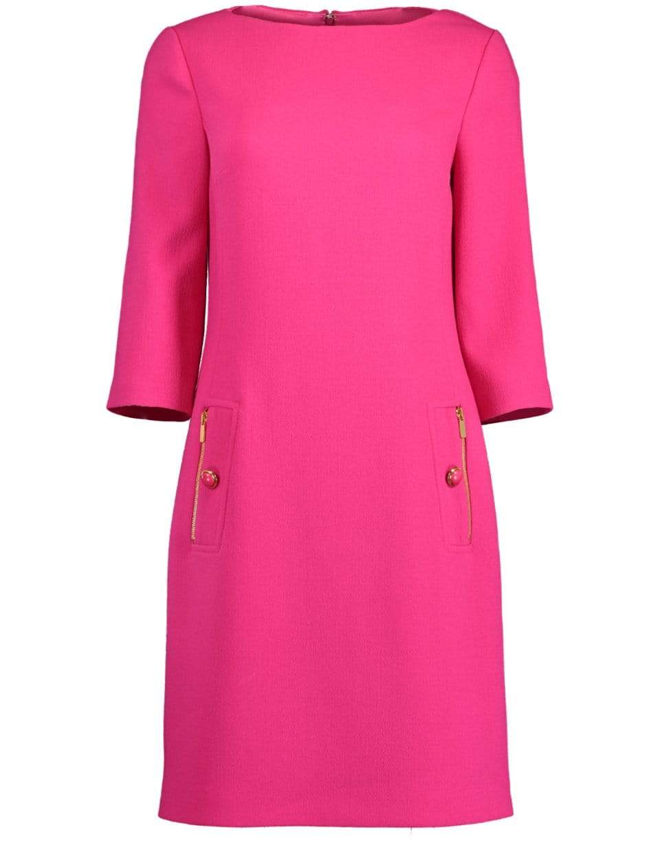 MICHAEL KORS-Boatneck Dress with Zip Pocket-PINK