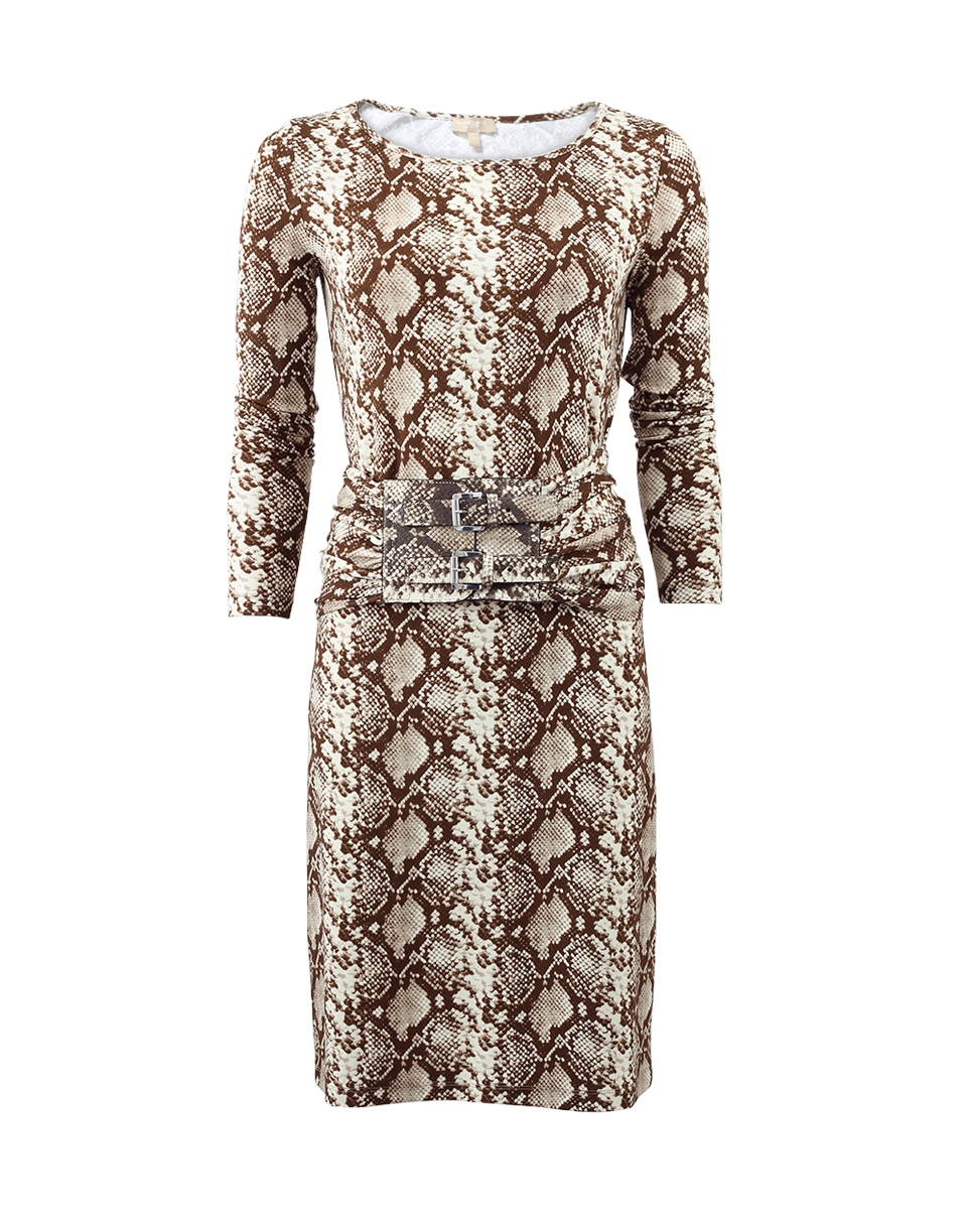 MICHAEL KORS-Python Belted Slide Dress-