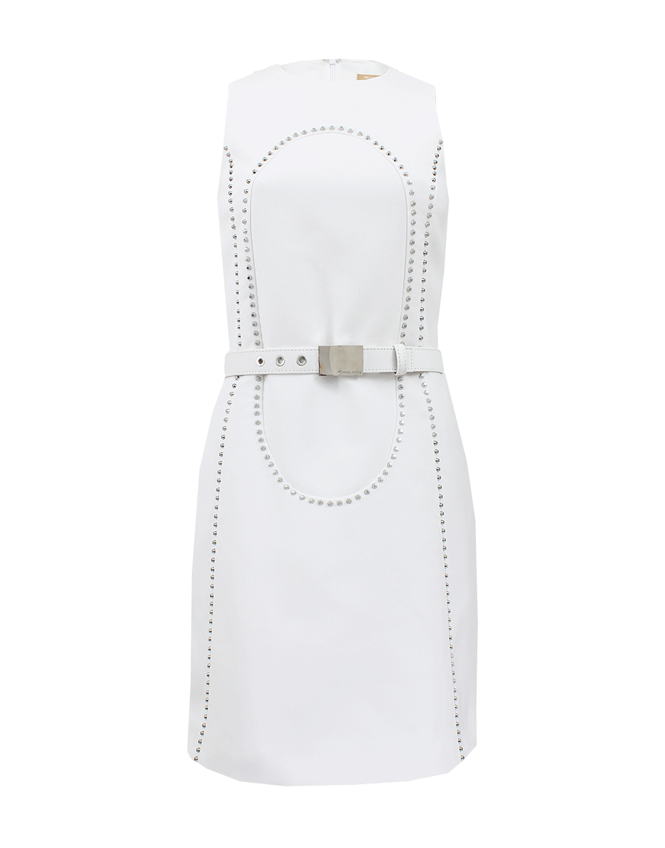 MICHAEL KORS-Stud Elliptical Shift Dress-WHITE