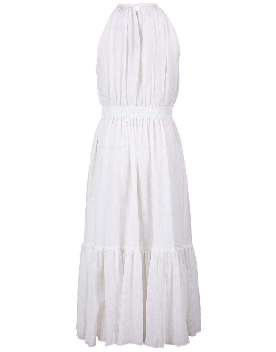 MICHAEL KORS-Cotton and Silk Crepon Blend Halter Dress-WHITE