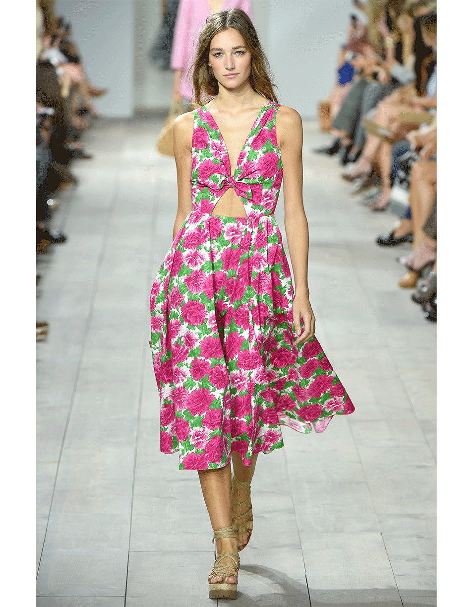 MICHAEL KORS-Tie Front Peony Dress-