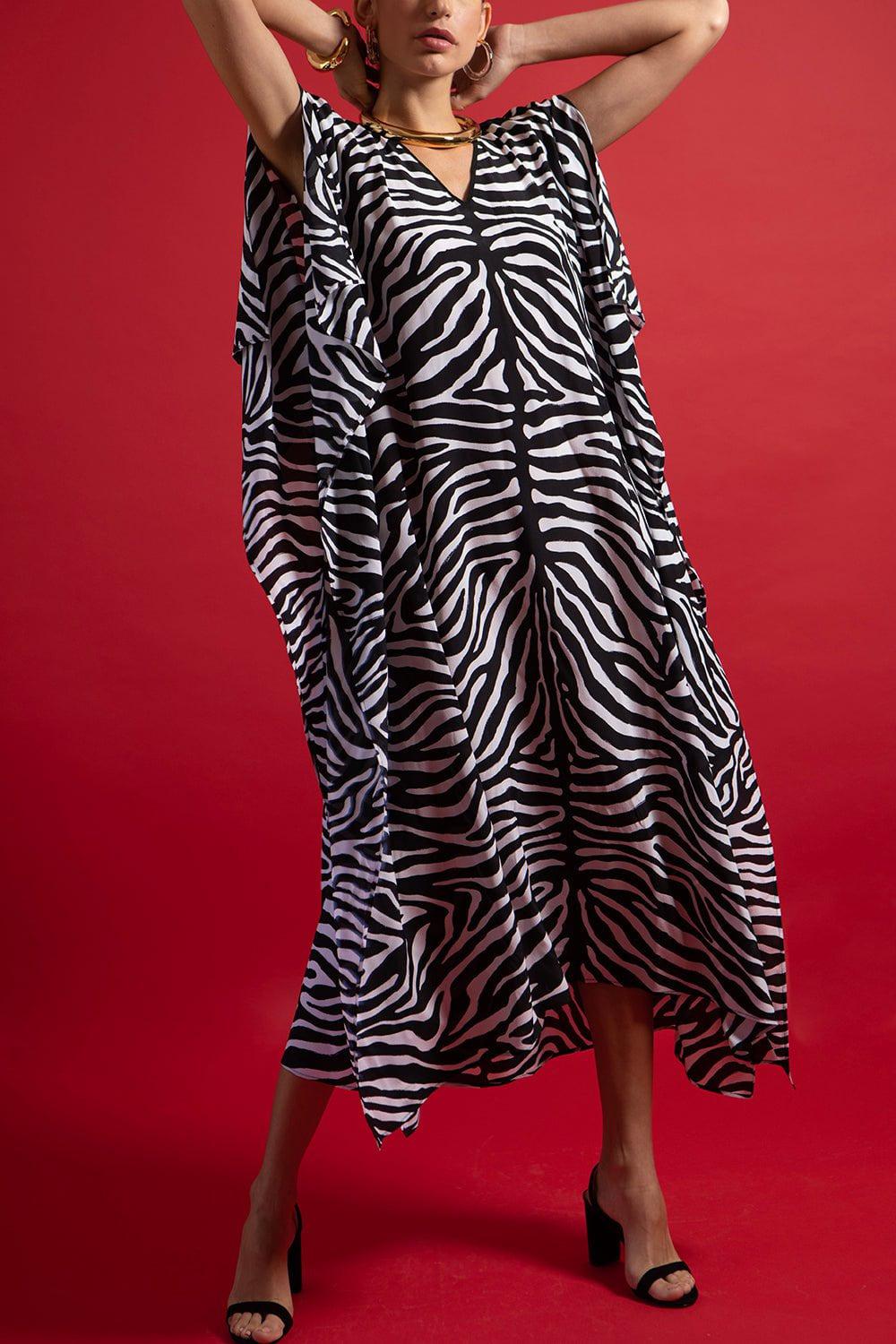 MICHAEL KORS-Printed Caftan-ZEBRA