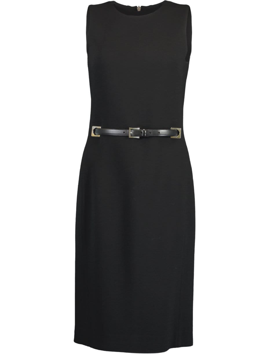MICHAEL KORS-Crew Boucle Dress with Belt-BLACK