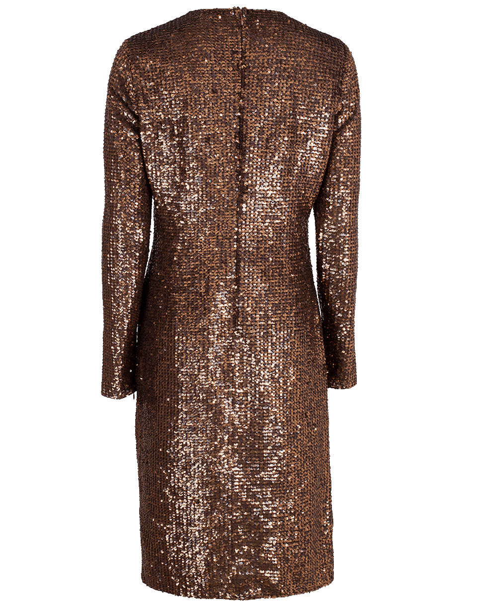 MICHAEL KORS-Paillette Crewneck Dress-COPPER