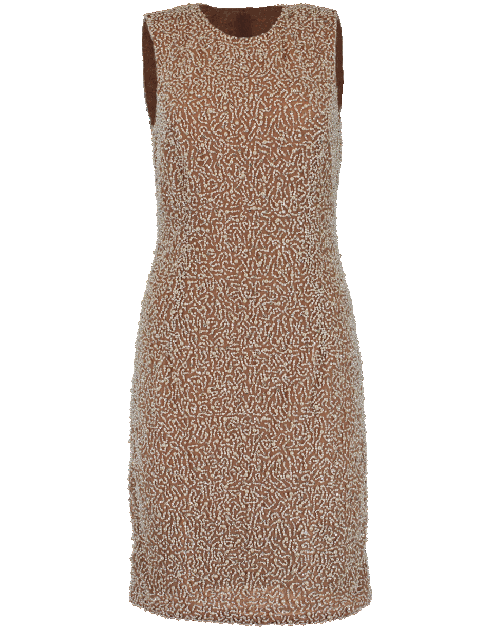 MICHAEL KORS-Crystal Embroidered Dress-SUNTAN