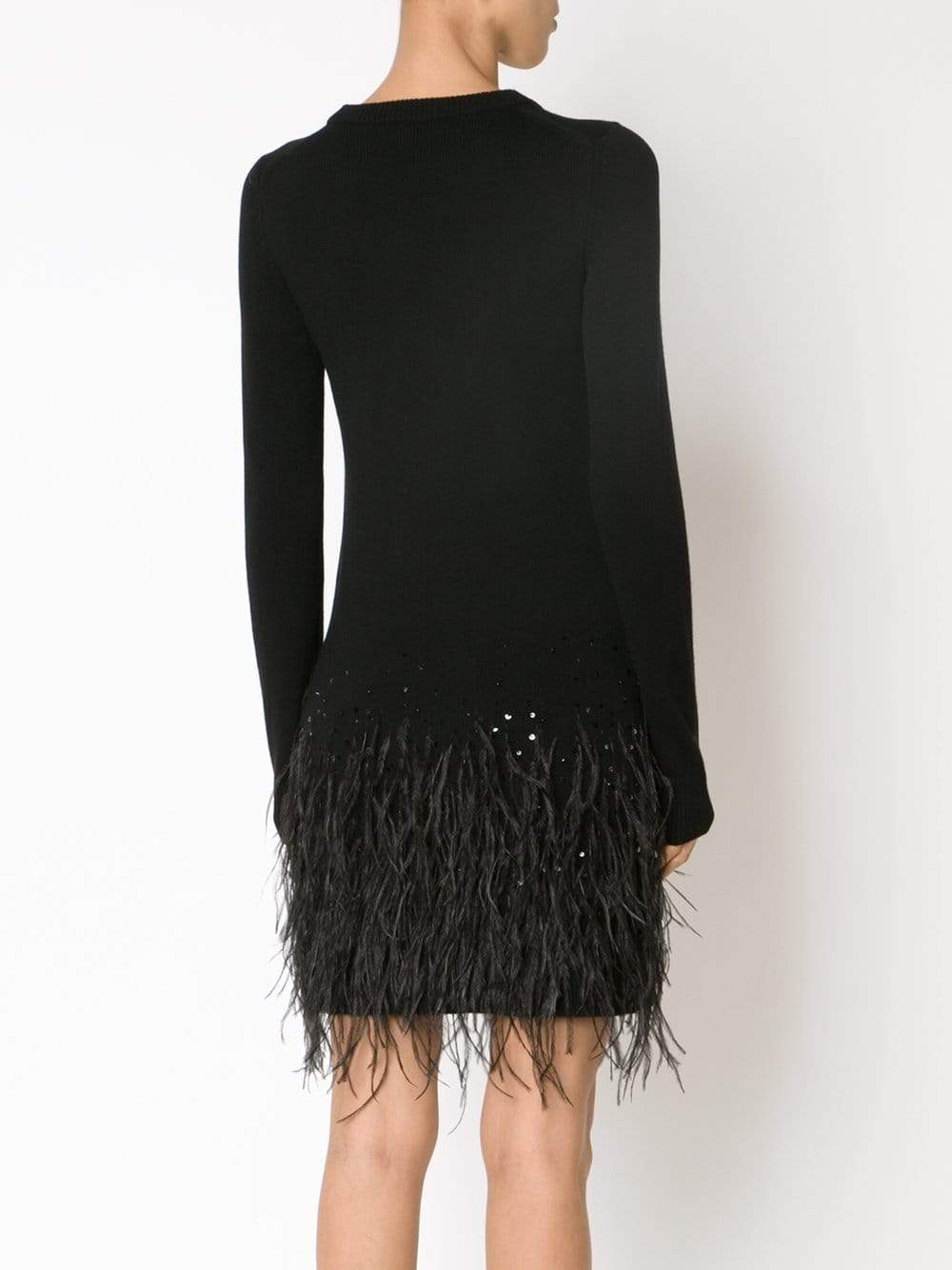MICHAEL KORS-Feather Embroidered Sweater Dress-