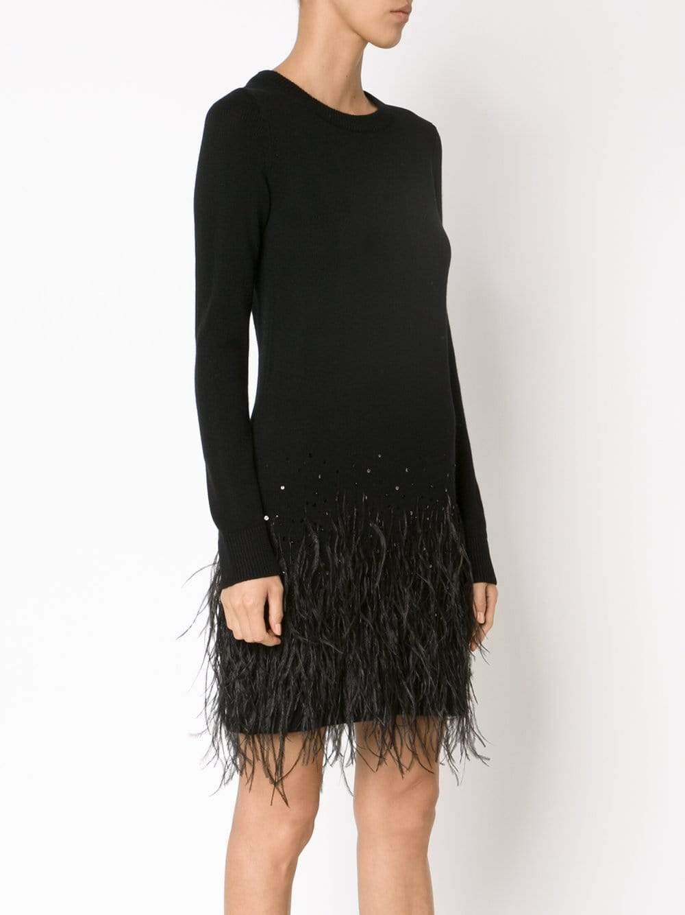 MICHAEL KORS-Feather Embroidered Sweater Dress-