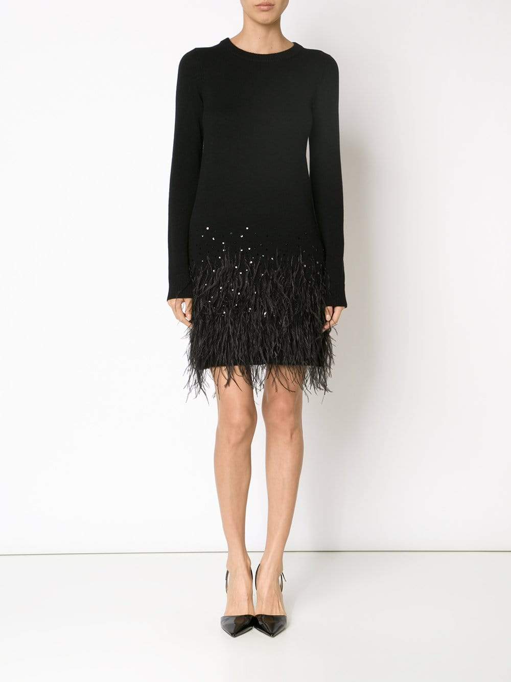 MICHAEL KORS-Feather Embroidered Sweater Dress-
