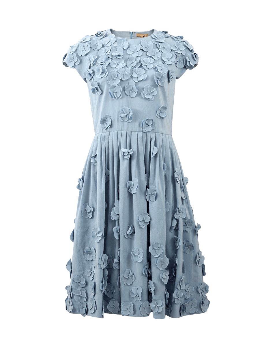MICHAEL KORS-Floral Applique Dress-SKY BLUE