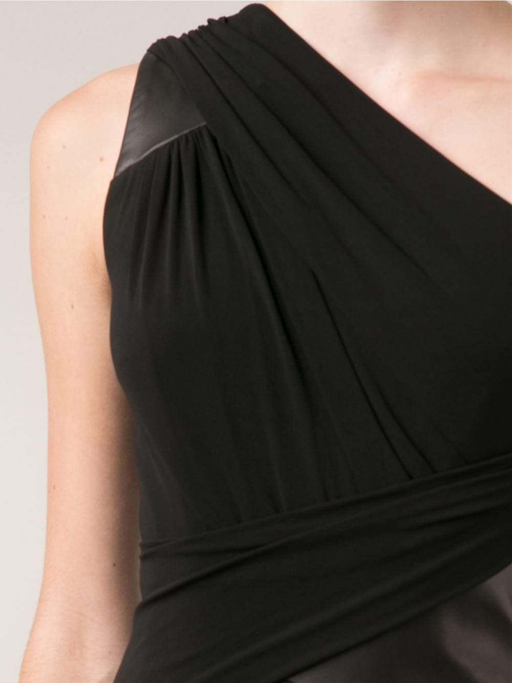 MICHAEL KORS-One Shoulder Jersey And Leather Gown-