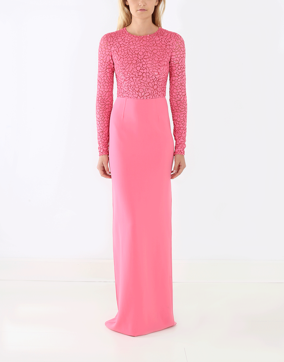 MICHAEL KORS-Embroidered Bodice Gown-FLAMINGO