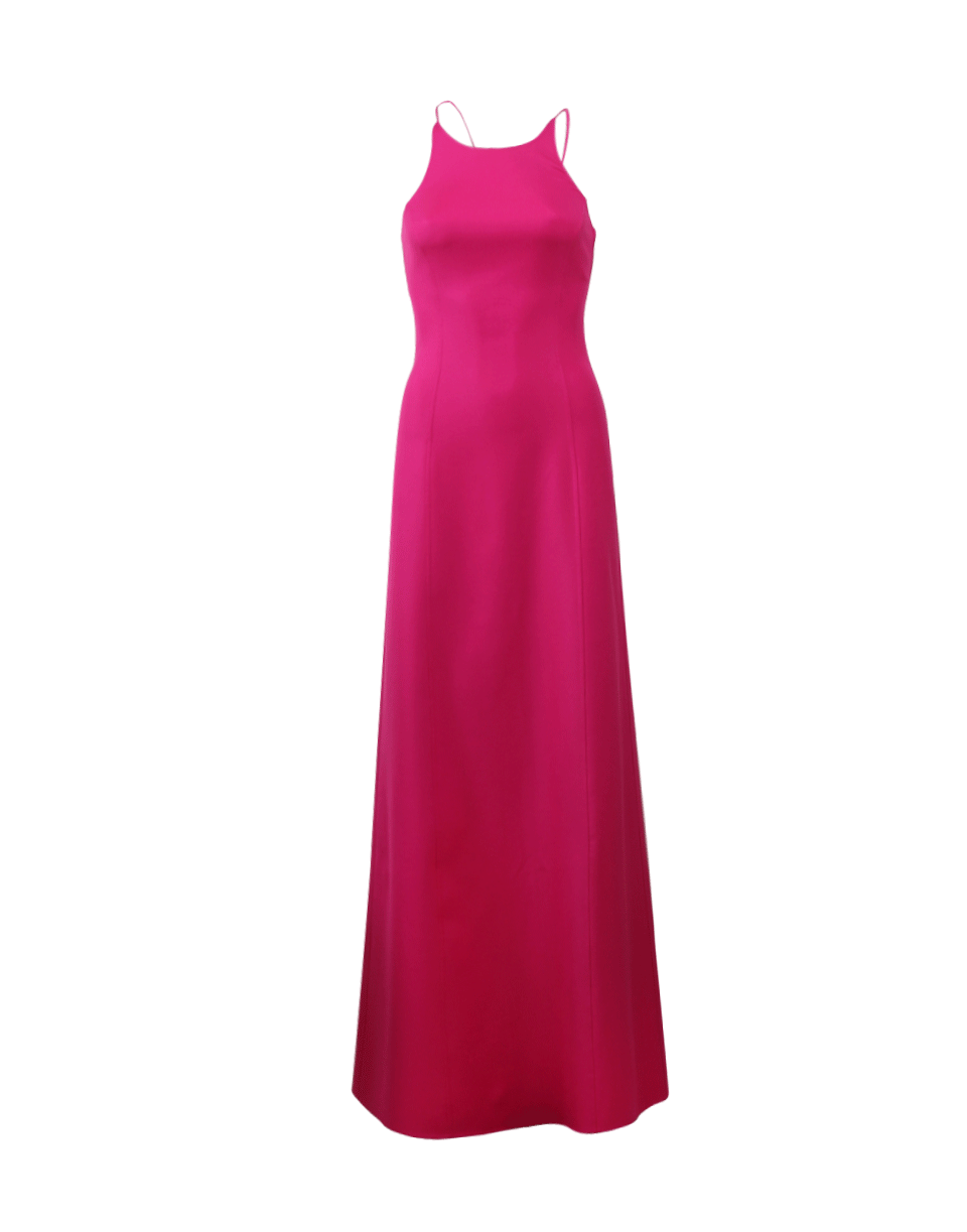 MICHAEL KORS-Silk Crepe Halter Gown-GERANIUM