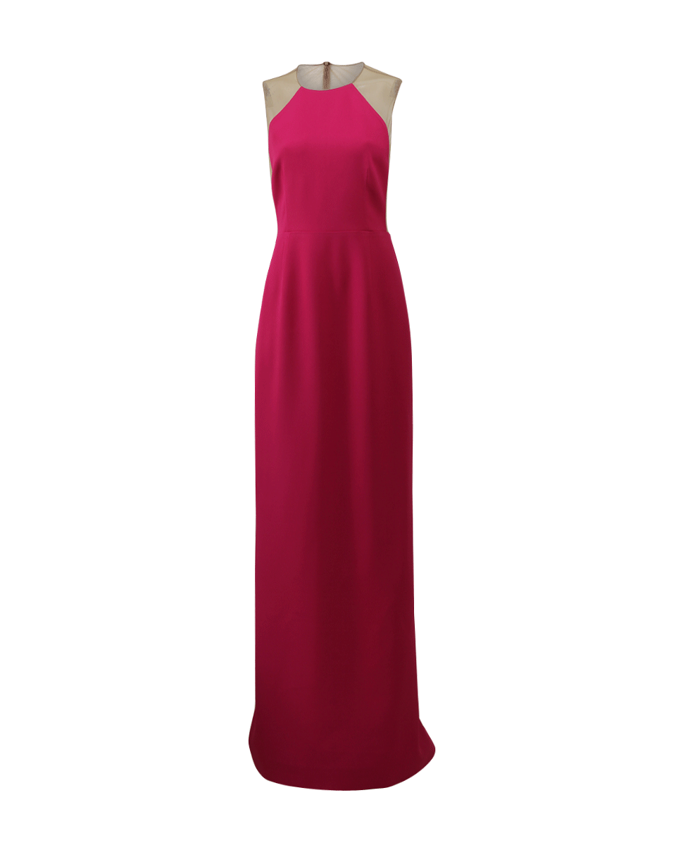 MICHAEL KORS-Sheer Back Column Gown-GERANIUM