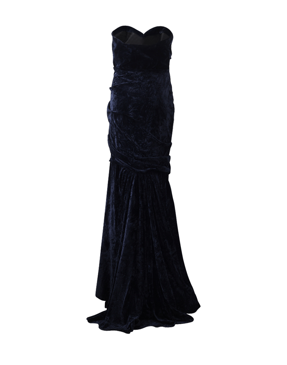 MICHAEL KORS-Crushed Velvet Bustier Gown-NAVY