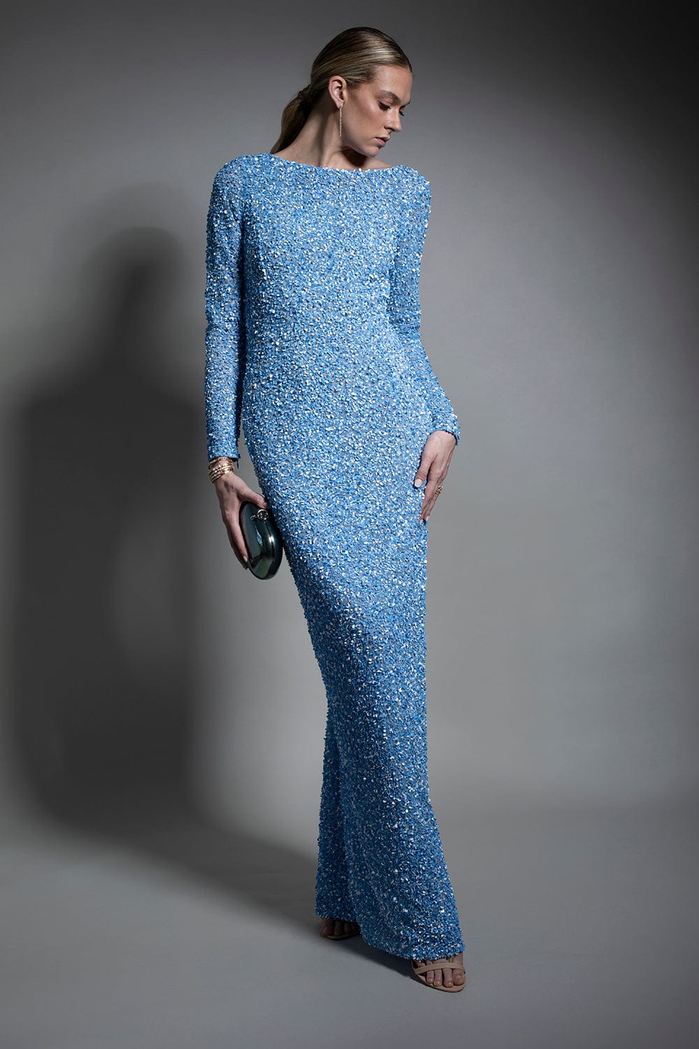 MICHAEL KORS-Floral Embellished Boatneck Gown-