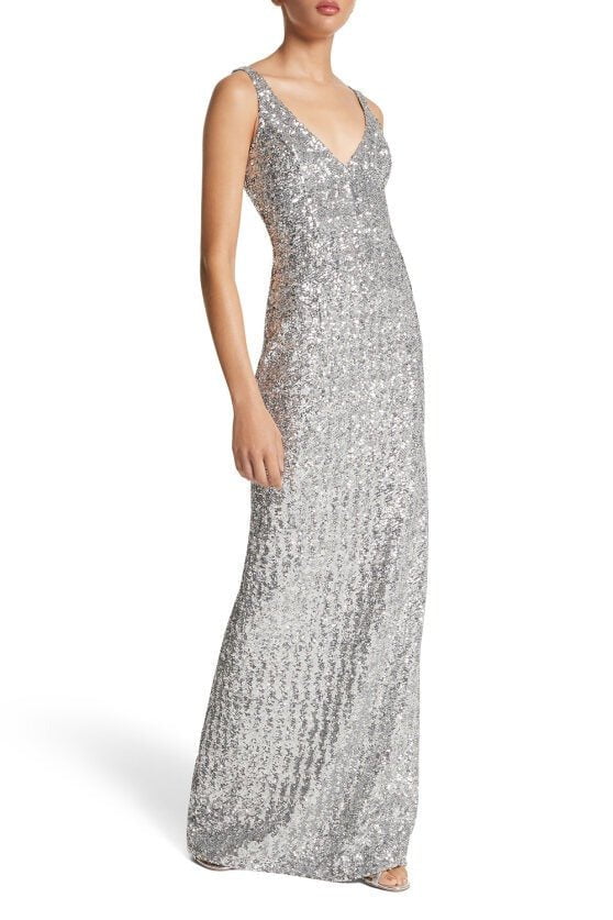 Sequined Stretch Tulle Gown CLOTHINGDRESSGOWN MICHAEL KORS COLLECTION   