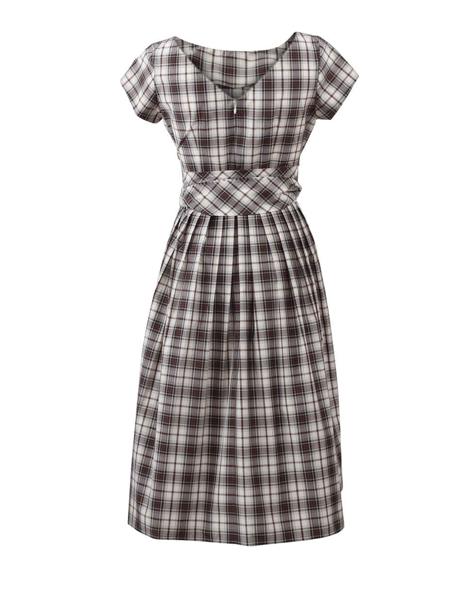 MICHAEL KORS-Madras Tie Waist Dress-