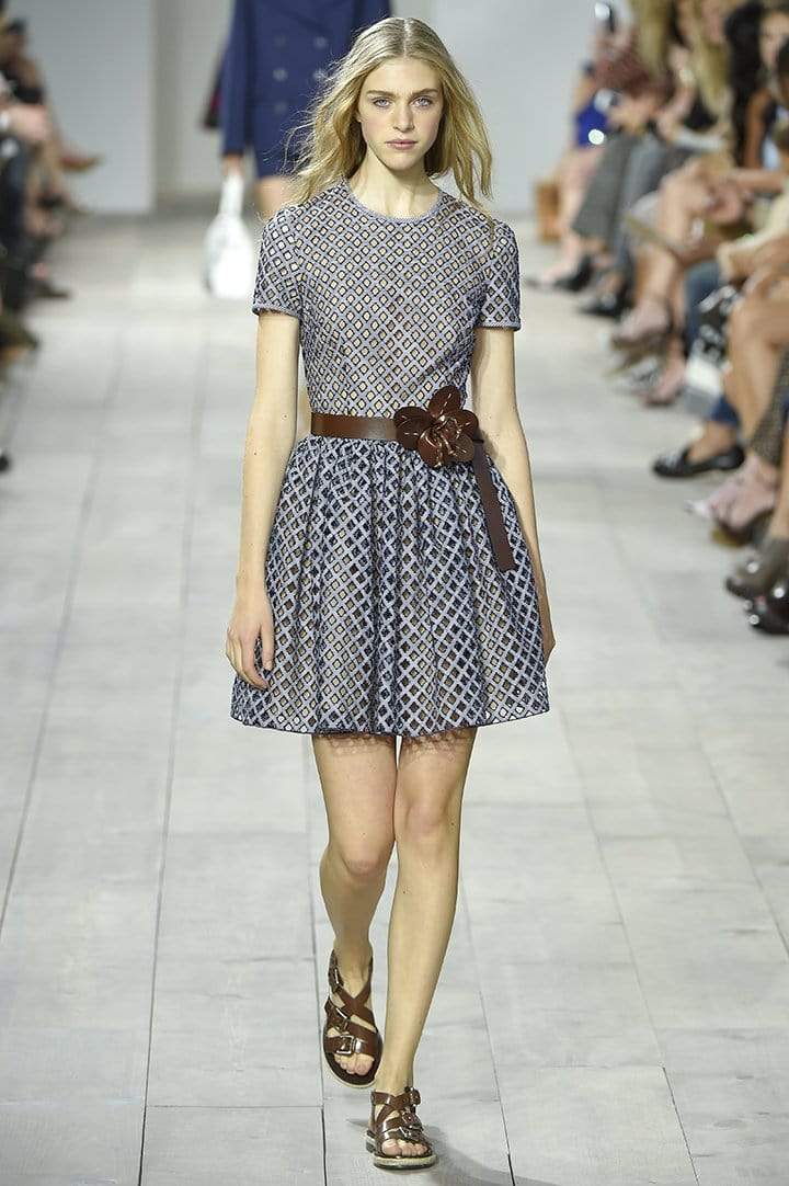 MICHAEL KORS-Lattice Embroidered Tee Dress-