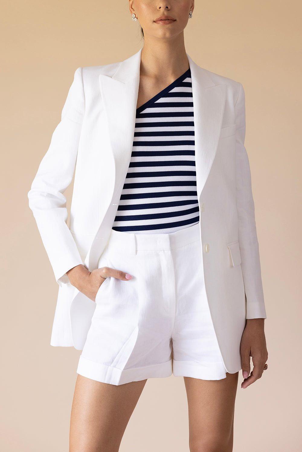 MICHAEL KORS-Boyfriend Blazer - White-