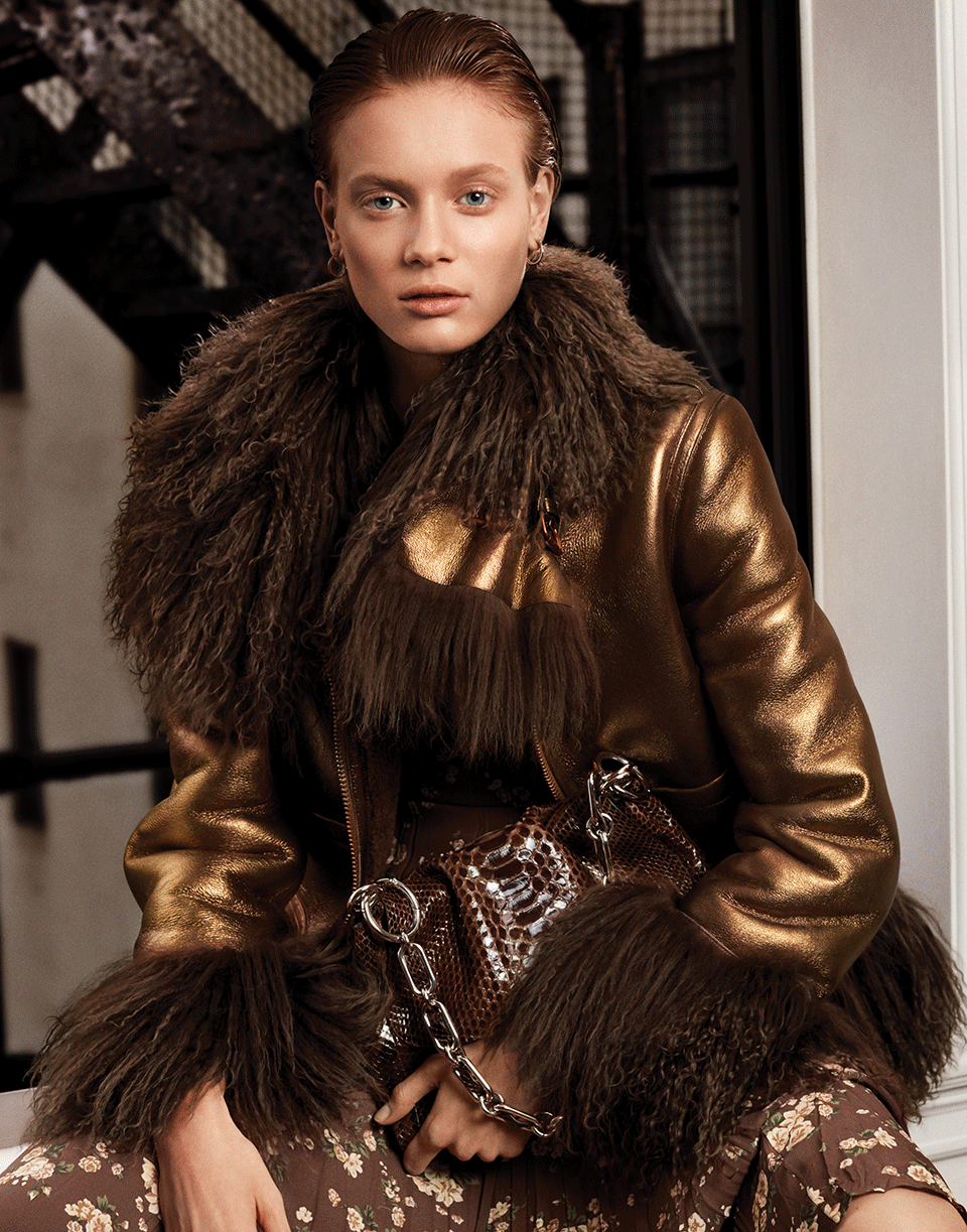 Michael kors shearling bomber jacket hotsell