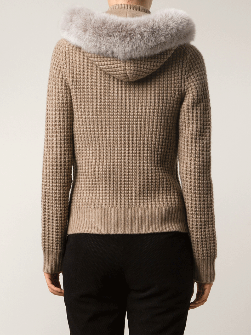 MICHAEL KORS-Fur Trim Cashmere Hoodie-