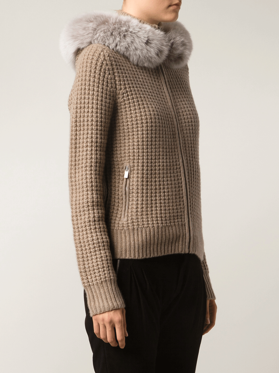 MICHAEL KORS-Fur Trim Cashmere Hoodie-
