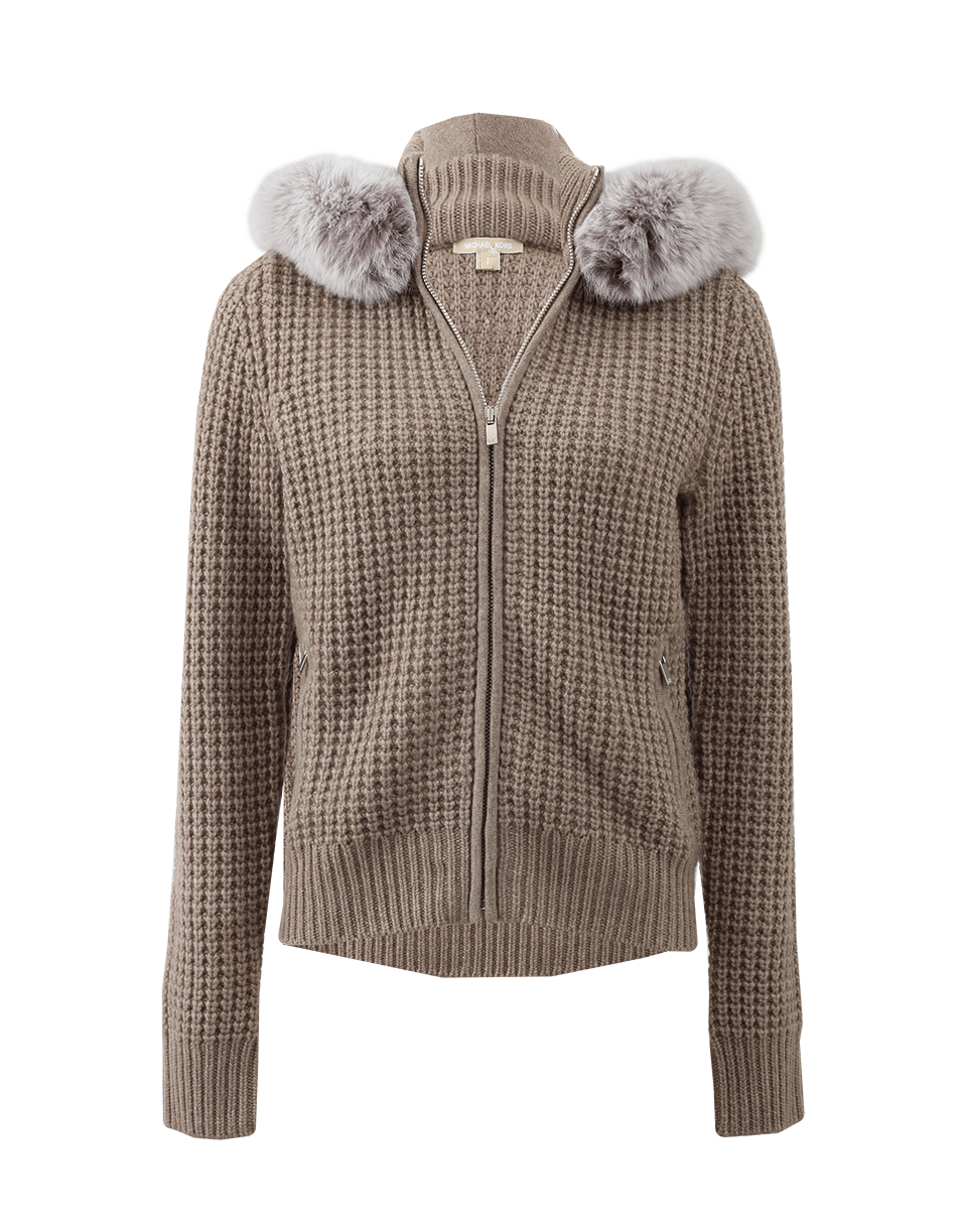 MICHAEL KORS-Fur Trim Cashmere Hoodie-